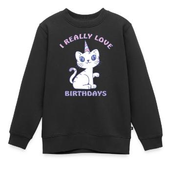 Katze hat Geburtstag Katzendame Katzenmama - Kinder Premium Organic Sweatshirt - Schwarz - Vorne - AI Model Kid Female (0cm)