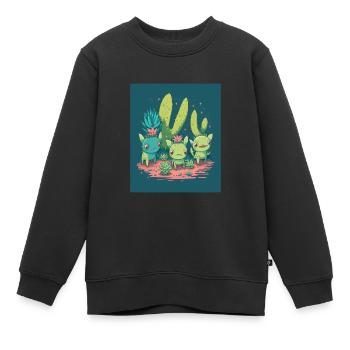 Mexican Cactus Plant Lover Cactus Axolotl Mexican - Kinder Premium Organic Sweatshirt - Schwarz - Vorne - AI Model Kid Female (0cm)