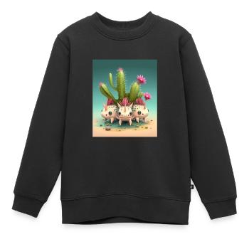 Mexican Cactus Plant Lover Cactus Axolotl Mexican - Kinder Premium Organic Sweatshirt - Schwarz - Vorne - AI Model Kid Female (0cm)