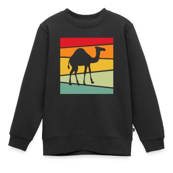 Dromedar Retro - Kinder Premium Organic Sweatshirt - Schwarz - Vorne - AI Model Kid Female (0cm)