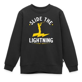Trombone Player Lightning Quote, Funny Trombonist - Kinder Premium Organic Sweatshirt - Schwarz - Vorne - AI Model Kid Female (0cm)