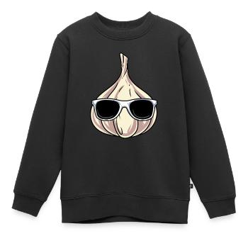 Knoblauch Knoblauchbrot Geschenk - Kinder Premium Organic Sweatshirt - Schwarz - Vorne - AI Model Kid Female (0cm)