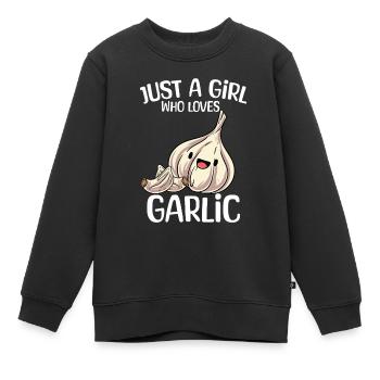 Knoblauch Knoblauchbrot Geschenk - Kinder Premium Organic Sweatshirt - Schwarz - Vorne - AI Model Kid Female (0cm)