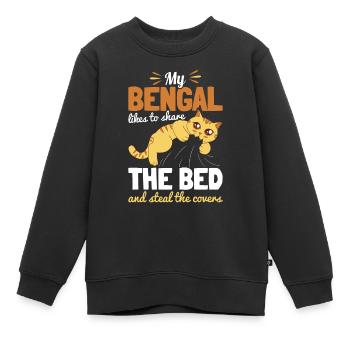 Bengal chat dans le lit chat maman chat papa geschen - Sweat Premium enfant bio - noir - Devant - AI Model Kid Female (0cm)
