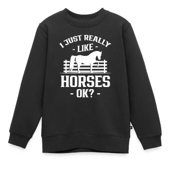 I just like horses very much riding rider horse - Kids Premium Organic Sweatshirt - black - Front - AI Model Kid Female (0cm)