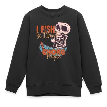 I Fish So I Don't Choke People Fisherman - Kids Premium Organic Sweatshirt - black - Front - AI Model Kid Female (0cm)