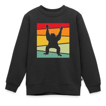 Orang Utan Retro - Kinder Premium Organic Sweatshirt - Schwarz - Vorne - AI Model Kid Female (0cm)