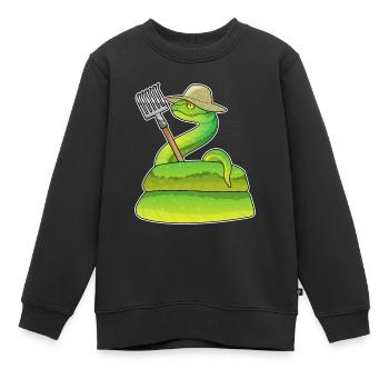 Schlange Landwirt Harke Bauernhof - Kinder Premium Organic Sweatshirt - Schwarz - Vorne - AI Model Kid Female (0cm)