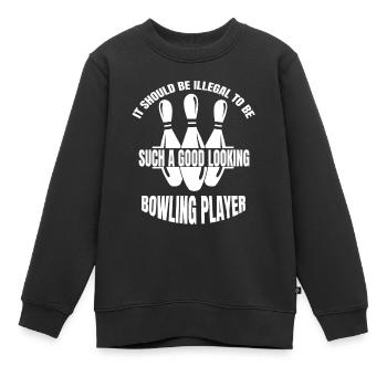 Club de bowling Bowling Bowling Club de bowling - Sweat Premium enfant bio - noir - Devant - AI Model Kid Female (0cm)