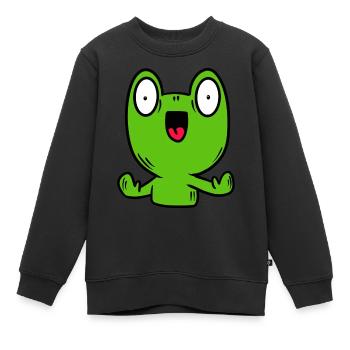 Drôle de grenouille, crapaud - Sweat Premium enfant bio - noir - Devant - AI Model Kid Female (0cm)