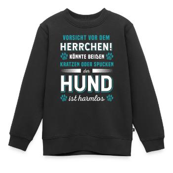 Vorsicht Vor Dem Herrchen Der Hund Ist Harmlos - Kinder Premium Organic Sweatshirt - Schwarz - Vorne - AI Model Kid Female (0cm)