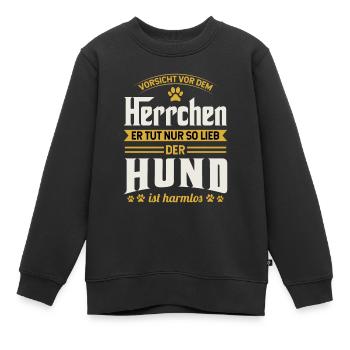 Vorsicht Vor Dem Herrchen Der Hund Ist Harmlos - Kinder Premium Organic Sweatshirt - Schwarz - Vorne - AI Model Kid Female (0cm)