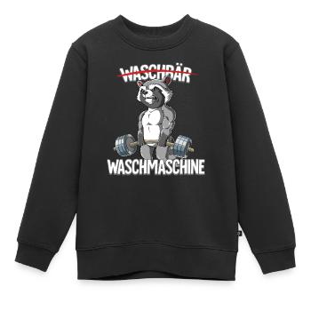 Waschbär Waschmaschine Bodybuilding Fitness Gym - Kinder Premium Organic Sweatshirt - Schwarz - Vorne - AI Model Kid Female (0cm)