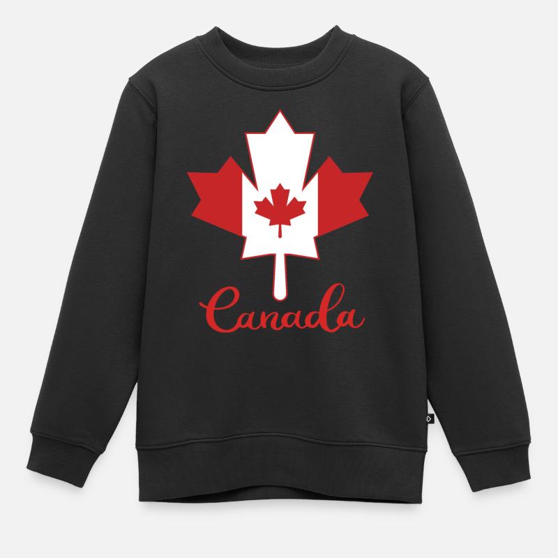 Feuille d’érable du Canada Drapeau de la Feuille d’érable du Canada - Sweat Premium enfant bio - noir