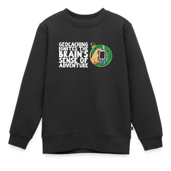 Le géocaching réveille la soif d’aventure du cerveau - Sweat Premium enfant bio - noir - Devant - AI Model Kid Female (0cm)