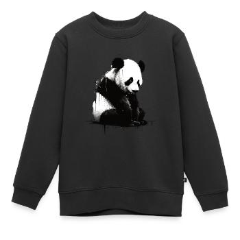 Panda-bär-schablone - Kinder Premium Organic Sweatshirt - Schwarz - Vorne - AI Model Kid Female (0cm)