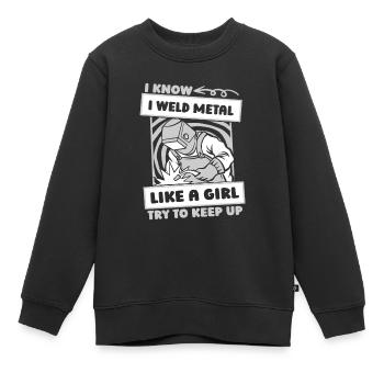 Forgeron Métallurgiste Fille - Sweat Premium enfant bio - noir - Devant - AI Model Kid Female (0cm)