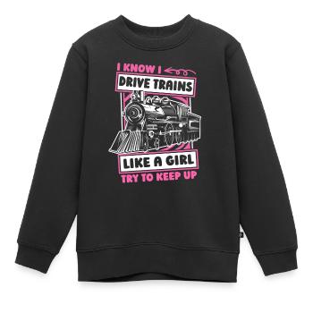 Conducteur de train fille conducteur de train - Sweat Premium enfant bio - noir - Devant - AI Model Kid Female (0cm)