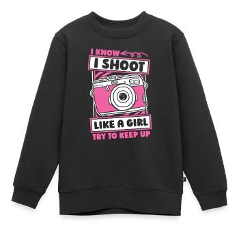 Kameramann Mädchen - Kinder Premium Organic Sweatshirt - Schwarz - Vorne - AI Model Kid Female (0cm)