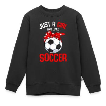 Nur ein Mädchen, das Fußballmädchen liebt Jugend - Kinder Premium Organic Sweatshirt - Schwarz - Vorne - AI Model Kid Female (0cm)