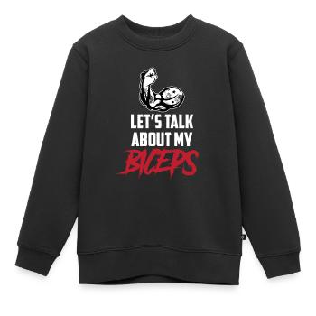 Parlons de mes biceps, de mes biceps, de mes boucles, de mes muscles - Sweat Premium enfant bio - noir - Devant - AI Model Kid Female (0cm)