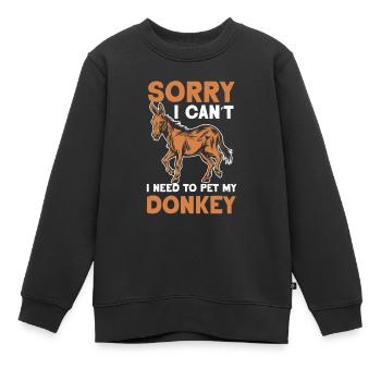 Kann Nicht Ich Muss Meinen Esel Streicheln Tier - Kinder Premium Organic Sweatshirt - Schwarz - Vorne - AI Model Kid Female (0cm)