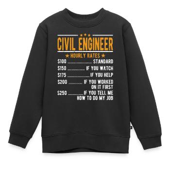 Hoch-und Tiefbauingenieur Stundenlohn - Kinder Premium Organic Sweatshirt - Schwarz - Vorne - AI Model Kid Female (0cm)