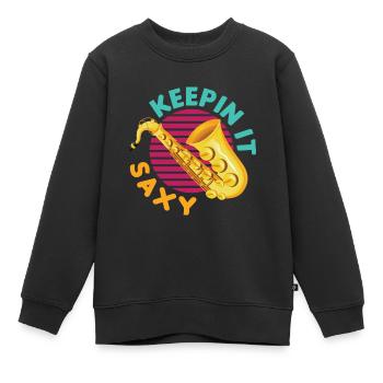 Keepin' It Saxy Funny For Saxophone Player - Kinder Premium Organic Sweatshirt - Schwarz - Vorne - AI Model Kid Female (0cm)