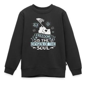FREIHEIT IST DER SAUERSTOFF DER SEELE - Kinder Premium Organic Sweatshirt - Schwarz - Vorne - AI Model Kid Female (0cm)