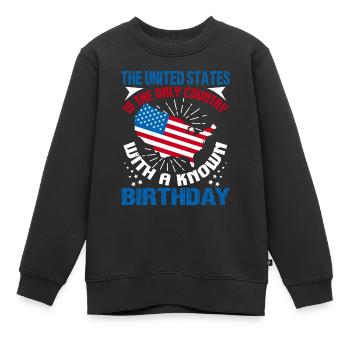 DIE VEREINIGTEN STAATEN SIND DAS EINZIGE LAND MIT EINEM BEKANNTEN - Kinder Premium Organic Sweatshirt - Schwarz - Vorne - AI Model Kid Female (0cm)