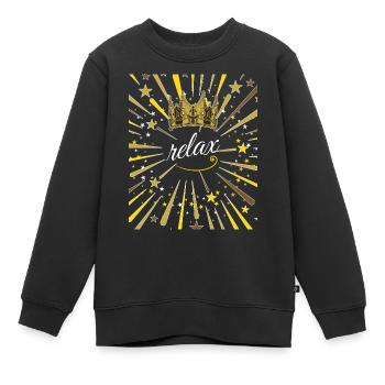 relax 1 - Kids Premium Organic Sweatshirt - black - Front - AI Model Kid Female (0cm)