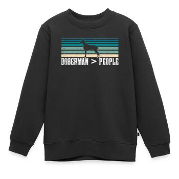 Doberman > humans Dobermans Doberman dogs - Kids Premium Organic Sweatshirt - black - Front - AI Model Kid Female (0cm)