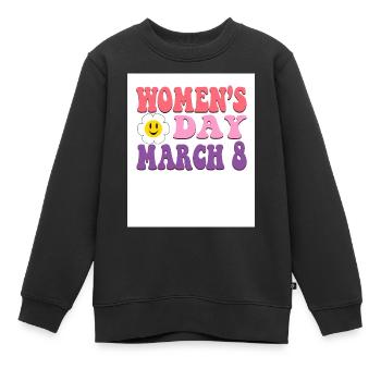 8. März Frauentag - Feminismus, Gleichstellung Frauen Emp - Kinder Premium Organic Sweatshirt - Schwarz - Vorne - AI Model Kid Female (0cm)