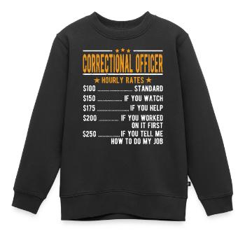 Agent d’application de la loi Salaire horaire - Sweat Premium enfant bio - noir - Devant - AI Model Kid Female (0cm)