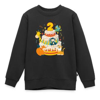 2ème anniversaire gâteau animaux fête cadeau 2 ans - Sweat Premium enfant bio - noir - Devant - AI Model Kid Female (0cm)