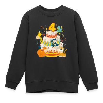 4ème anniversaire gâteau animaux fête cadeau 4 ans - Sweat Premium enfant bio - noir - Devant - AI Model Kid Female (0cm)