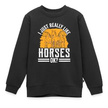 I just like horses very much rider horse riding - Kids Premium Organic Sweatshirt - black - Front - AI Model Kid Female (0cm)