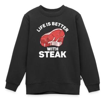 Bifteck - Sweat Premium enfant bio - noir - Devant - AI Model Kid Female (0cm)