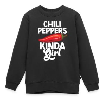 Chili-Pfeffer - Kinder Premium Organic Sweatshirt - Schwarz - Vorne - AI Model Kid Female (0cm)