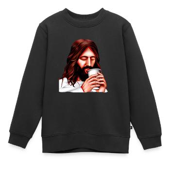 Jesus mochte Kaffee - Kinder Premium Organic Sweatshirt - Schwarz - Vorne - AI Model Kid Female (0cm)