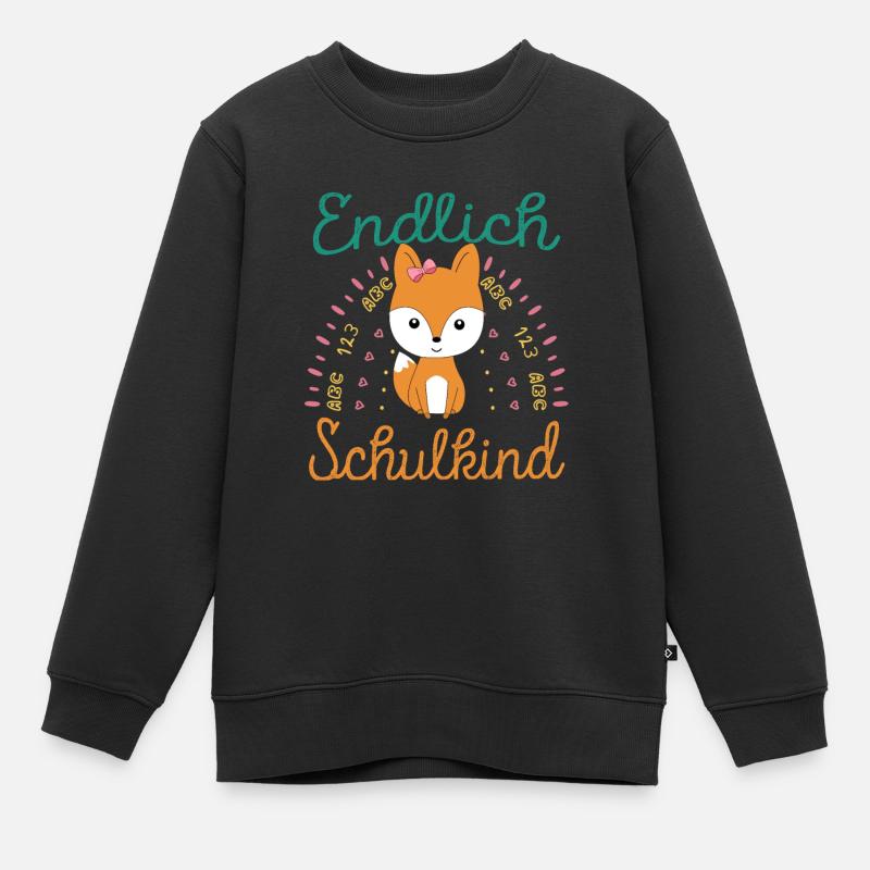 Einschulung Mädchen Fuchs Endlich Schulkind - Kinder Premium Organic Sweatshirt - Schwarz