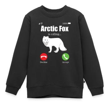 Amoureux du renard arctique - Sweat Premium enfant bio - noir - Devant - AI Model Kid Female (0cm)