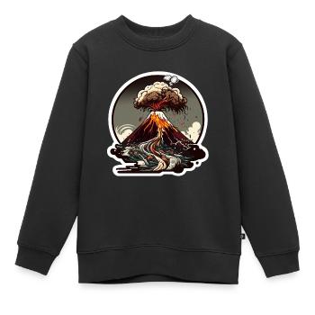 Ausbrechender Vulkan - Kinder Premium Organic Sweatshirt - Schwarz - Vorne - AI Model Kid Female (0cm)