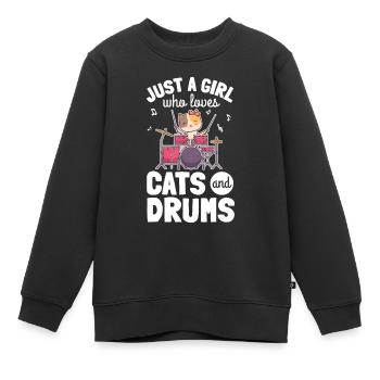 Niedlicher Schlagzeuger Mädchen Trommeln Schlagzeug Perkussion I Kitt - Kinder Premium Organic Sweatshirt - Schwarz - Vorne - AI Model Kid Female (0cm)