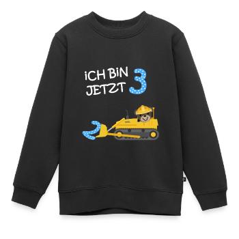 Ich bin jetzt 3 Bulldozer blau Motiv/Bagger baby - Kinder Premium Organic Sweatshirt - Schwarz - Vorne - AI Model Kid Female (0cm)