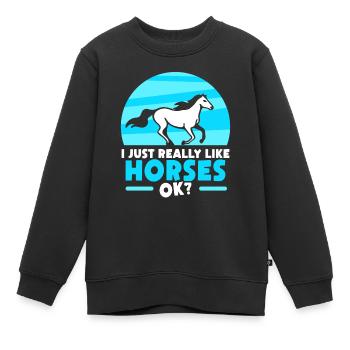 I just like horses very much rider horse riding - Kids Premium Organic Sweatshirt - black - Front - AI Model Kid Female (0cm)