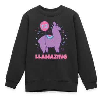 Lama Geschenk Lama Liebhaber Geschenk - Kinder Premium Organic Sweatshirt - Schwarz - Vorne - AI Model Kid Female (0cm)