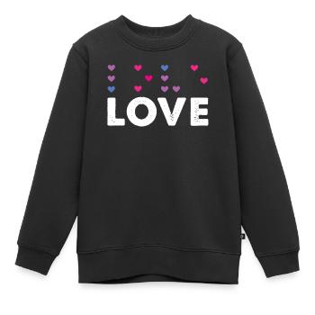 Heart Love Braille Alphabet Braille Langue - Sweat Premium enfant bio - noir - Devant - AI Model Kid Female (0cm)