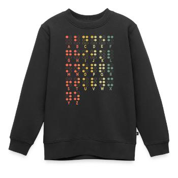 Vintage Letter Braille Language Braille Alphabet - Sweat Premium enfant bio - noir - Devant - AI Model Kid Female (0cm)