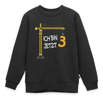 Ich bin jetzt 3 Kran orange/Baby Motiv für jungen - Kinder Premium Organic Sweatshirt - Schwarz - Vorne - AI Model Kid Female (0cm)